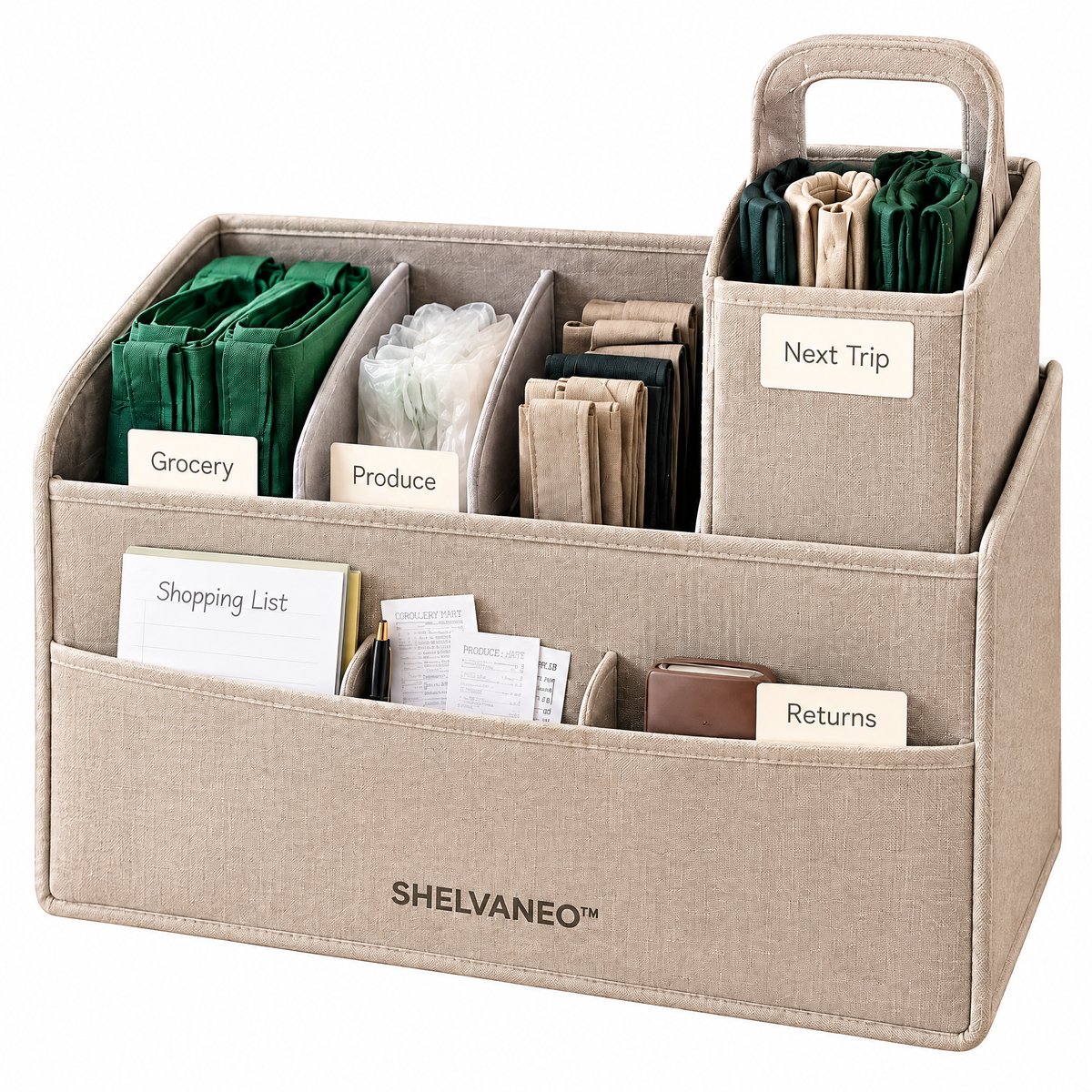 SHELVANEO™ Everyday Outbound Organizer — Reusable Bag Storage & Errand Station