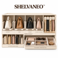 SHELVANEO™ Handbag Organizer with Slide-Out Bag Supports and Accessory Transfer Tray