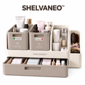 SHELVANEO™ Bathroom Routine Organizer with Lift-Out Care Pods and Reserve Storage