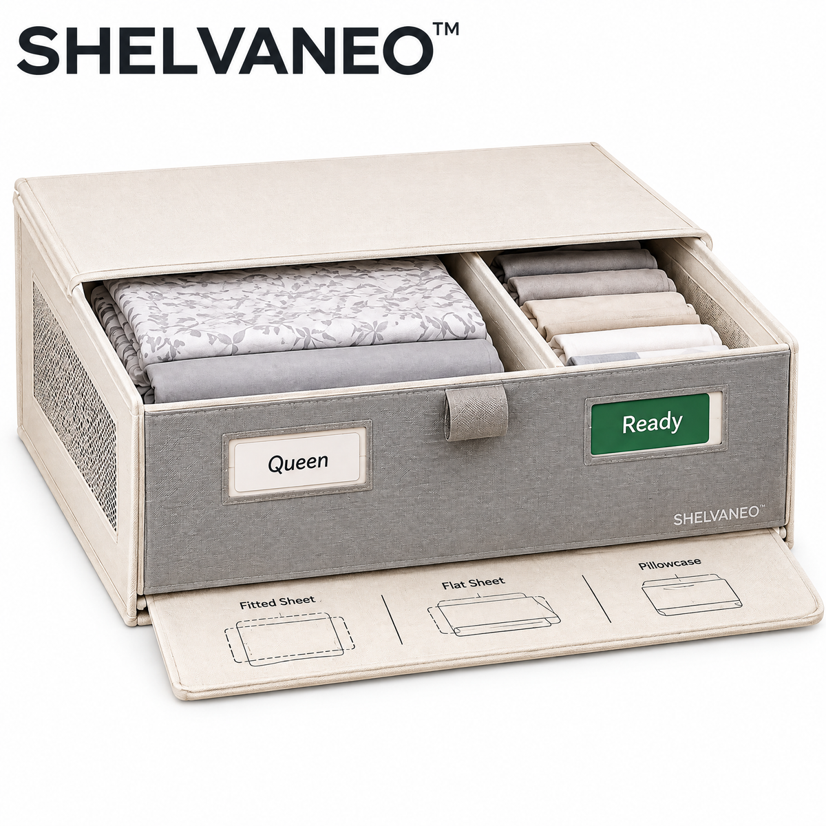 SHELVANEO™ Linen Drawer Organizer with Pull-Out Folding Panel